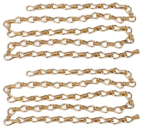 2Pcs Assembly Light Fixture Chain, One Meter Rustproof Heavy Duty Welded Chain Link for Hanging Planter Birdcage(Imitation gold)