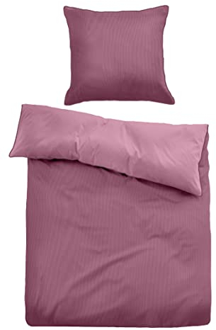 TOM TAILOR 0069940 Bettwäsche Garnitur mit Kopfkissenbezug Baumwoll-Satin Fine Stripes 1x 200x200 cm + 2X 80x80 cm wild Berry