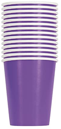 Trimming Shop Gobelets en Papier jetables Premium, gobelets de fête Violets fluorescents de 9 oz (266 ML), Vaisselle de fête jetable, Salle à Manger de 14 pièces