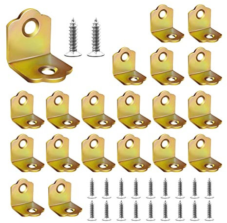 20 Pièces Equerres Metal, Équerre de Fixation 90 Degrés avec Vis, Petite Équerre D'assemblage pour Réparer ou Renforcer des Meubles en Bois (18mm x 19.5mm)