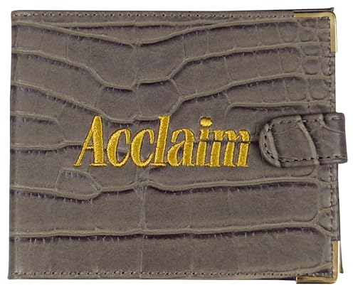 Acclaim Folding Wallet Style Lawn Bowls Bowling Scorecard Holder Synthetic Reptile Texture Effect Press Stud Closure 12.5 cm x 10 cm Closed (Grey)