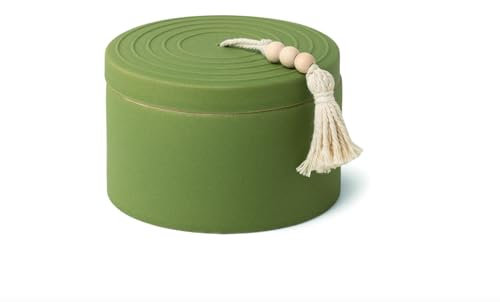 Paddywax Holiday Candles Cypress & Fir Range Artisan 3-Wick Scented Candle in Ceramic Jar with Lid, 283g, Sage Green
