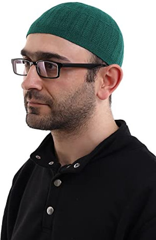 ihvan online Türkische muslimische Winter-Kufi-Hüte für Männer, Taqiya, Takke, Peci, islamische Mützen, islamische Geschenke, Standardgröße, Grün, Einheitsgröße