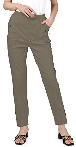 femiss Pantalon élastique taille haute pour femme, coupe décontractée, décontracté, doux, extensible et léger