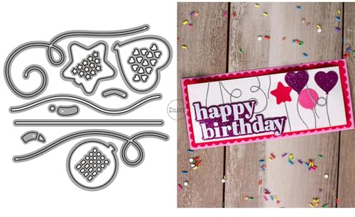 DzIxY Ballon Stars Metall Stanzformen für klare Stempel und Metall Stanzformen Sets für Kartenherstellung Scrapbooking Papierbedarf Dichtungen Aufbewahrungstaschen