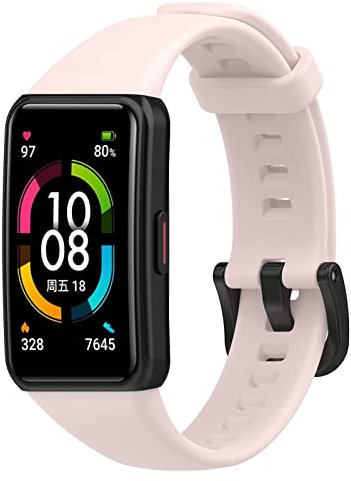 FTRONGRT Correa para Huawei Band 6 Pro, Flexible Silicona Reloj de Recambio Ajustable Brazalete Smart Watch Correa.-Rosa Claro