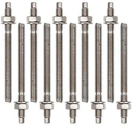 Isolbau Ankerstange aus A4 Stahl M12 x 160 mm - 10 Stück ETA Zulassung Gewindestange Verbundanker mit Mutter & Unterlegscheibe Schwerlast-Anker Schwerlast-dübel