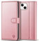 Kuafcase Compatible for iPhone 13 Case with 4 Card Slots Magnetic Closure Kickstand Shockproof Protective Phone Case Compatible for iPhone 13 - Rose Gold