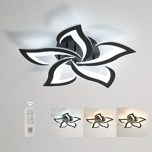 Comely Deckenlampe Led, Deckenleuchte Dimmbar, 40W 4200LM 3000k-6500k Mit Fernbedienung/APP, Moderne Deckenlampe für Wohnzimmer, Schlafzimmer, Kinderzimmer,Schwarz
