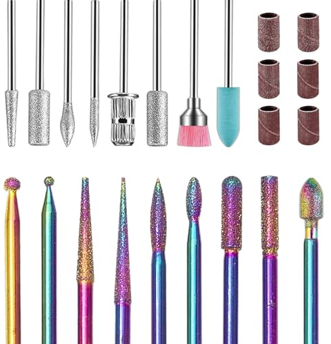 EUDUQ 17 Stück Bits für Nagelfräser,Wolframkarbid Nagelbohrer,Professioneller nail drill bit,Fräser Aufsatz für Gel Acryl Nagelhaut,Nagelfräser Aufsätze für Maniküre Pediküre