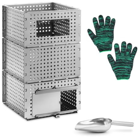 Uniprodo UNI-PB-1000M - Cesta de pellets para estufa (23 x 23 x 40 cm, 3 niveles, 1500 °C)
