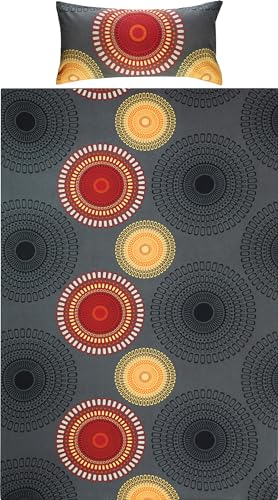 REDBEST Bettwäsche Biber Mandalas anthrazit-Terra Größe 40x80 cm / 135x200 cm - mollig warm, temperaturausgleichend, mit Reißverschluss