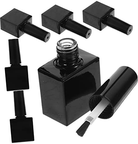 FRCOLOR 6 Pcs Refillable Empty Nail Polish Bottles with Brush Glass Gel Polish Containers Portable Cosmetic Bottles for Travel Home Salon Nail Art Storage