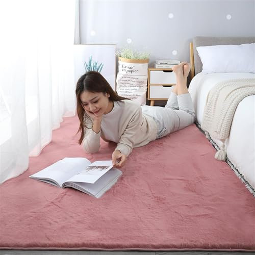 Hochflor Teppich, Einfarbig, Flauschiger Langflor Teppich, Shaggy Flokati, Rechteckig, Pflegeleicht, Wohnzimmerteppich - Fellteppich - Modern Kunstfell Carpet für Schlafzimmer ,Pink b,160x230 cm
