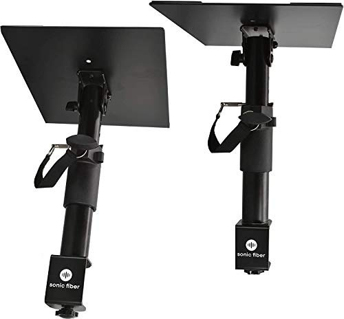 Sonic Fiber Desk Clamp Speaker Stand Pair, Adjustable Desktop Speaker Stand, Studio Monitor Speaker Stands