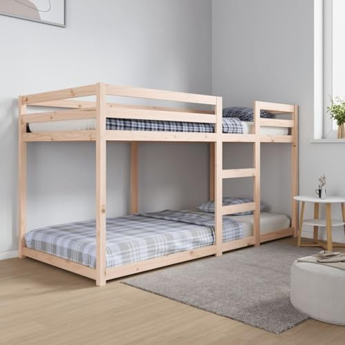 Homgoday Etagenbett aus Massivkiefer Holz - 2 Einzelbetten für begrenzten Platz - 205,5 x 95,5 x 112 cm - Sicherheit und Komfort Model3206504