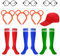 Lvefyti 10 Stück Streifenhörnchen Kostüme Set, 3 Paar Streifen Socken, 3 Streifenhörnchen Ohren Stirnband, 3 Schwarze Runde Brillenrahmen, 1Rote Baseball Kappe, Halloween Weihnachten Kostüm Cosplay