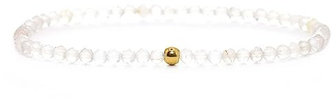 Echtes Goldenes Rutilquarz Edelstein Armband mit facettierten 3mm Perlen - verschiedene Längen - Heilstein Schutzstein Edelsteinarmband Glücksbringer Talisman Geschenk (Gold. Rutilq., 20CM)