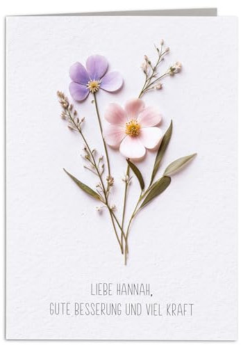 Genesungskarte gute Besserung Karte personalisiert Genesungsgeschenke Frau Geschenk Genesung Grußkarte Blumen Klappkarte mit Umschlag 10,5 x 14,8 cm