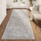 TAPISO Valley Teppichläufer Vintage, Kurzflor Hellgrau Blumenmuster Orientalisch Used Effekt Meliert Verwischt, für Flur, Wohnzimmer, Schlafzimmer, Esszimmer – Eleganter TeppichLäufer – 70 x 150 cm