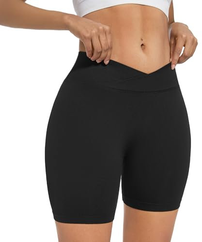 DDOBB Pantaloncini Palestra Donna Sport Shorts Damen V Cross Scrunch Butt Push Up Yoga Leggins Radlerhose Gym Fitness
