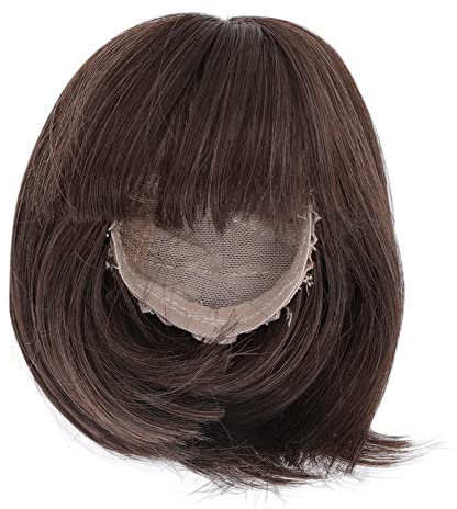 Puppenperücke, Gerader Pony, Schulterlang, Weiche Faser, für 1/3 BJD-Puppenhaar (Dunkelbraun)