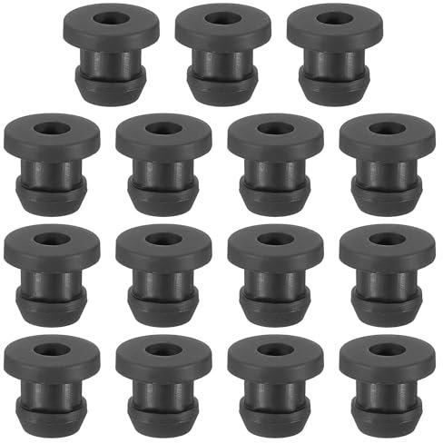 PATIKIL 6.5mm / 1/4 Inch Drill Hole,3/16 Inch ID Rubber Grommets, 15Pcs Top Hat Grommet for Wiring Eyelet Ring Gasket Automotive Firewall Cable Hole Plugs Wires Protection, Black