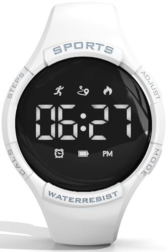 Schrittzähler Uhr Damen Herren Digital Uhr Armband Fitnessuhr ohne App und Handy Digital Armbanduhr Sportuhr Kalorienzähler Entfernung Fitness Tracker Kinder Uhren für Jungs Wecker Laufuhr