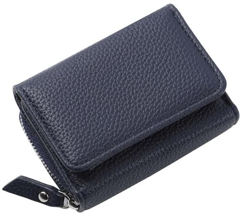 RRANCharltu Geldbörse Damen Klein Leder Kleines Portemonnaie Damen Mini Geldbeutel mit Zipper Münzfach Kartenfächer, Marine Blau