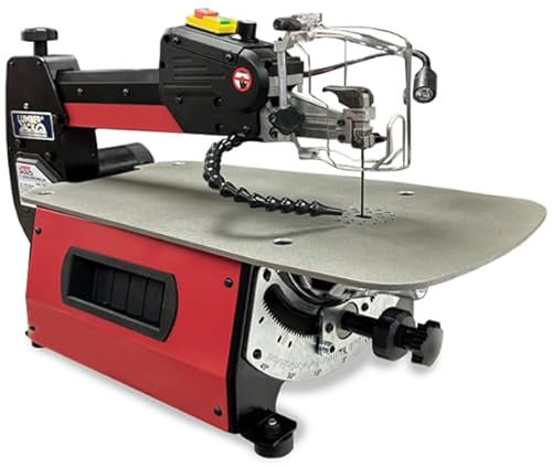 LUMBER JACK 22 Inch Variable Speed Scroll Saw with 80W Motor, Tilting Arm, LED Light, Dust Extraction, and Adjustable Air Blower, Ideal for Woodworking, Crafting & Industrial Applications
