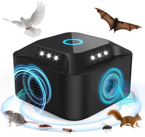 LOFFU Ultrasonic rodent repellent, 3-in-1 Rat Deterrent for House, indoor rodent repellent, With a wide frequency range,With 12 LED Strobes Light,And has strong rodent control effect