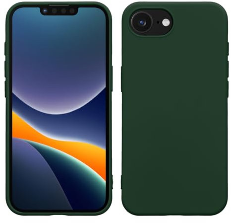 kwmobile Hülle kompatibel mit Apple iPhone 16e Hülle - gummierte TPU Silikon Handyhülle - Schutzhülle für kabelloses Laden - Case in Dunkelgrün