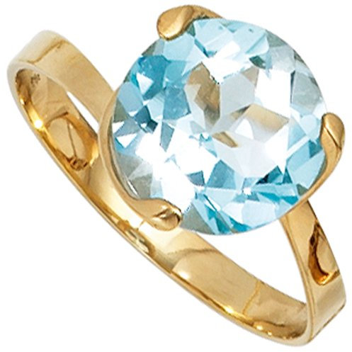 Damen Ring Damenring Topas Blautopas hellblau 585 Gold Gelbgold Fingerschmuck, Ringgröße:Innenumfang 50mm ~ Ø15.9mm