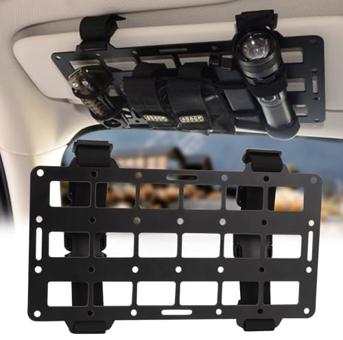 BOOSTEADY 1 Pack Aluminum Alloy Molle Visor Organizer,Rigid Aluminum Alloy MOLLE Panel Compatible with Backpack Tactical, Versatile Car Sun Visor Organizer for Trucks Vehicle SUV Interior Accessories