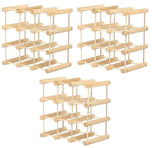 MODO24 Weinregal Modular Tanne Massivholz 40 Flaschen, 3 Module, Natur | Modulares Flaschenregal & Weinständer aus Tannenholz, ModAbm 36x36x24 cm, Getränkeregal & Flaschenständer für Küche