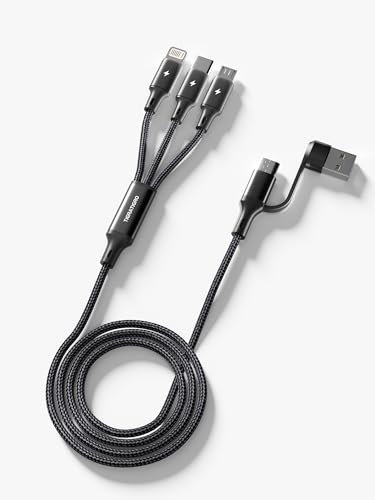 tigratigro Multi Cavo di Ricarica, 4 in 1 Multiplo Cavetto [1.8M] Multiplo Cavetto con Micro USB Tipo C Light-ning Micro interfaccia, con Adattatore USB C Femmina a USB Maschio