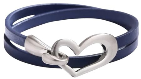 meberg NHQN694249 Wickelarmband Herz vers. Farben PU Leder Armband Damenarmband Lederarmband modern (Blau)