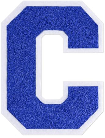 QianSiLi 6.0 Inch Chenille Iron On Letters for Clothes Varsity Letter Patches Embroidered Patch Iron On Patches for Clothing Jacket/Hoodie/Varsity (Blue,C)