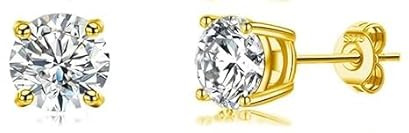 Senteria Gold Creolen für Damen 14 Karat Vergoldet Gedrehte Creolen S925 Silber Post Kleine Goldene Creolens mit Zirkonia Leichte