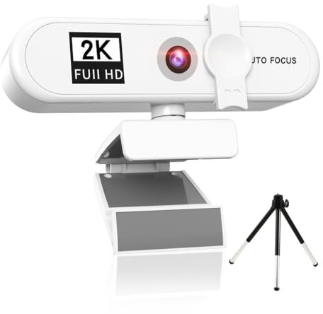 mophrati Desktop Computer Webcam USB 2.0 Online PC Camera Sostituzione Web Cam Camcorder Office Live Streaming Videochiamata, bianco, 2K
