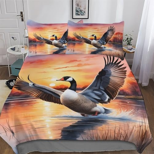 DCCCY Gans Bedding 2teilig 3D Bettbezug Mit Kissenbezug, Mikrofaser, Bettbezüge Set Bettwäsche Für Erwachsene Kinder Single(135x200cm)