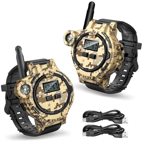 Rechargeable Walkie Talkies for Kids,Two-Way Radio Walky Talky with Flashlight Children Long Range,2 Pack Interphone Toy for Kid Age 6-12 Outdoor Game for Kids Ages 4-8 Gifts for Boy and Girl, Camo