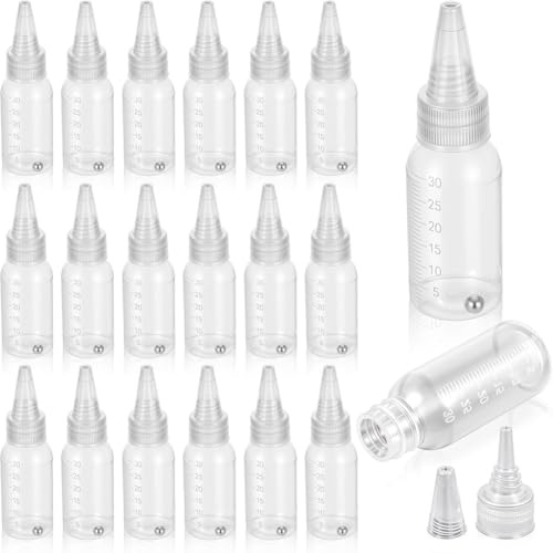 NISHZHU Airbrush -Farbflaschen Gläser 1oz/30 Ml Plastikfarbenbehälter mit Wiederverschließbare Kleine Quetschflaschen für Farbe