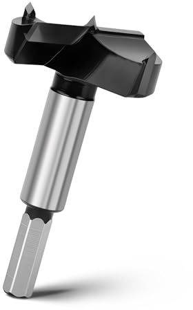 Forstner Drill Bit 50 mm, Wood Drill Bit 93 mm Length with Hex Shank for Deep Drilling for Wood, Hardwood, Softwood