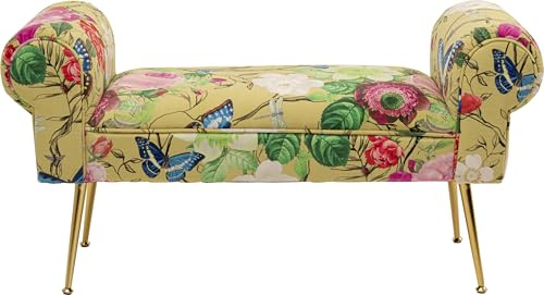 Kare Design Bank Wing Flower Fever, Gelb, Sitzhöhe 39 cm, Blumen Motiv, Sitzbank, Polsterbank