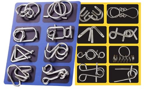 Brain Teaser Puzzle Set - 16-Piece Metal Wire Game for Mind Training | Challenging Educational Toys for Kids, Teens, and Adults, Ideal for Home, Office, School, Travel, Problem Solving Skills