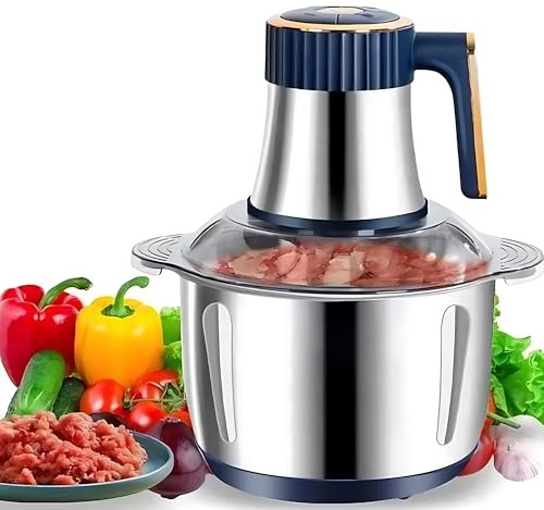 Food Processor 5L, Stainless Steel Chopper with 6 Durable Blades, 500W Meat Grinder for Meat, Salad, Sauces, Vegetables, Fruits and Nuts