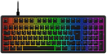 HyperX Origins 2 1800 – Gaming-Tastatur, QWERTZ deutsches Layout, PC, austauschbares Gehäuse, Hot-Swap-Switches, 1800 Layout, 8K-Abfragerate, Verstellbarer Winkel, mechanische Schalter, Schwarz