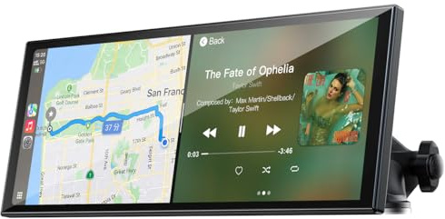 LAMTTO Wireless CarPlay Display 9.26 Kabelloses AppIe CarPlay&Android Auto | Tragbares Car Play Touchscreen mit OTA Update/Navigation/Sprachsteuerung/Mirror Link/Bluetooth/AUX/FM für Alle Fahrzeuge