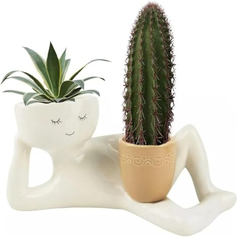 Tumintu Lazy Guy Pflanzgefäß Aus Kunstharz, Lazy Little Character Blumentopf, Sukkulenten-Pflanzgefäß, Liegend, Kunstharz, Einzigartige Liegende Figur für Den Garten